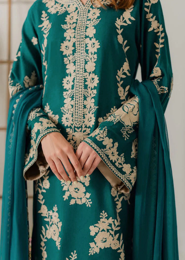 Grace W934-Embroidered 3pc Marina Dress With Dyed Chiffon Dupatta.