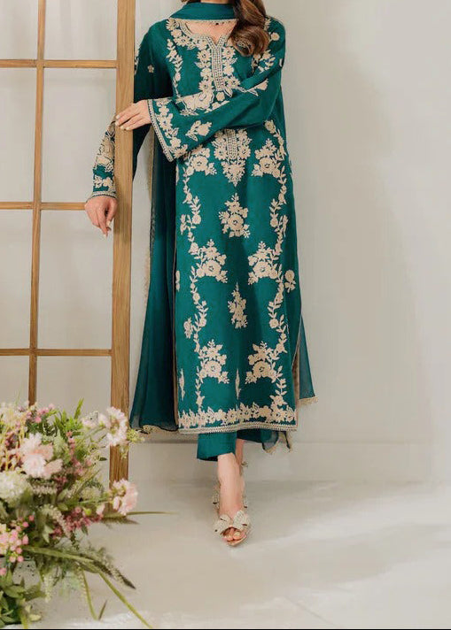 Grace W934-Embroidered 3pc Marina Dress With Dyed Chiffon Dupatta.