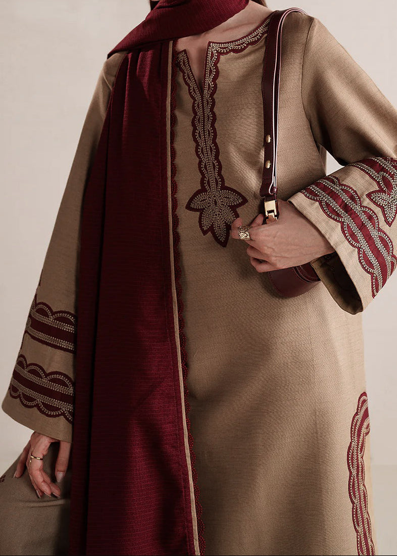 Grace W987-Embroidered 3pc Marina Dress With Printed Shawl.