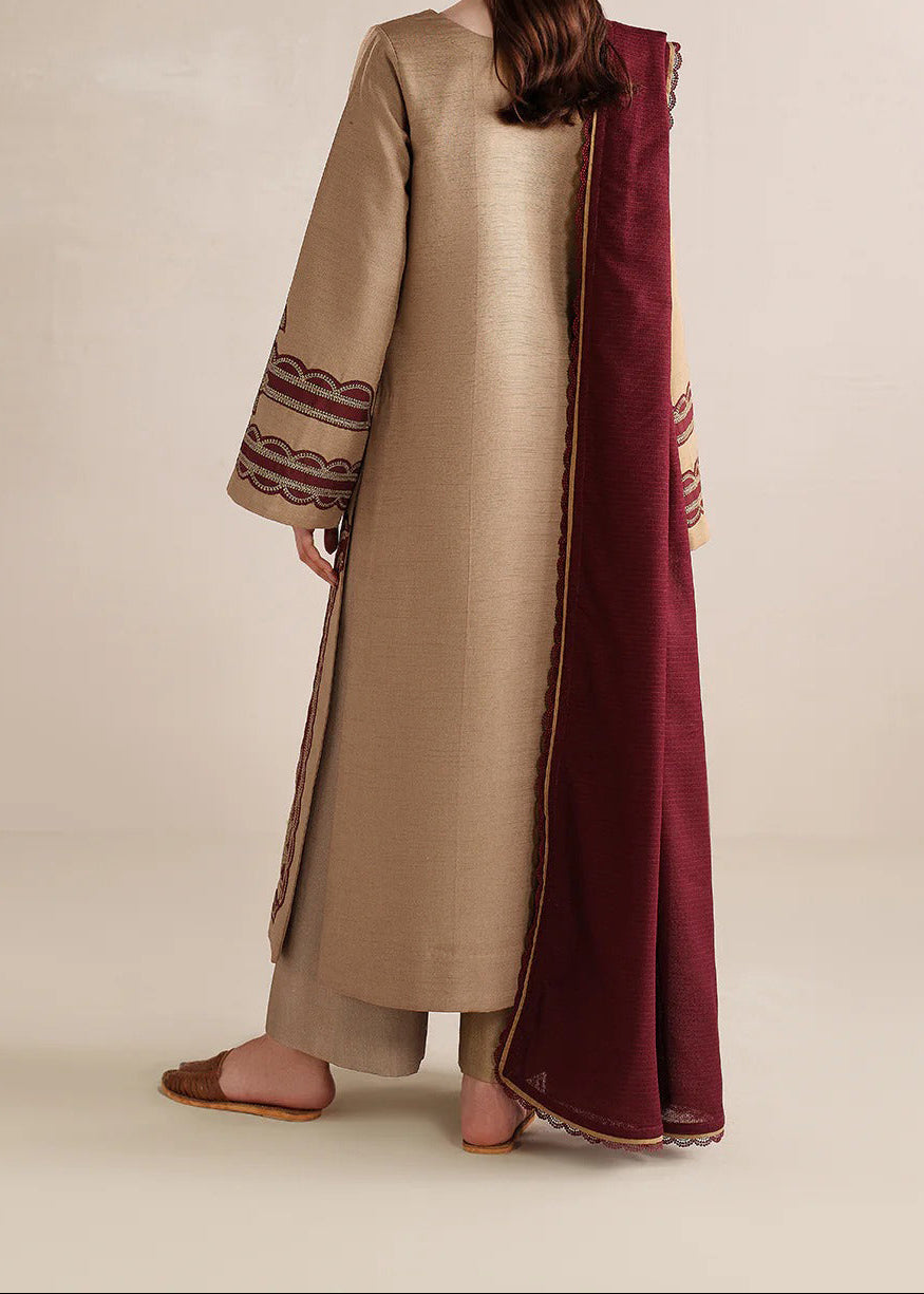 Grace W987-Embroidered 3pc Marina Dress With Printed Shawl.