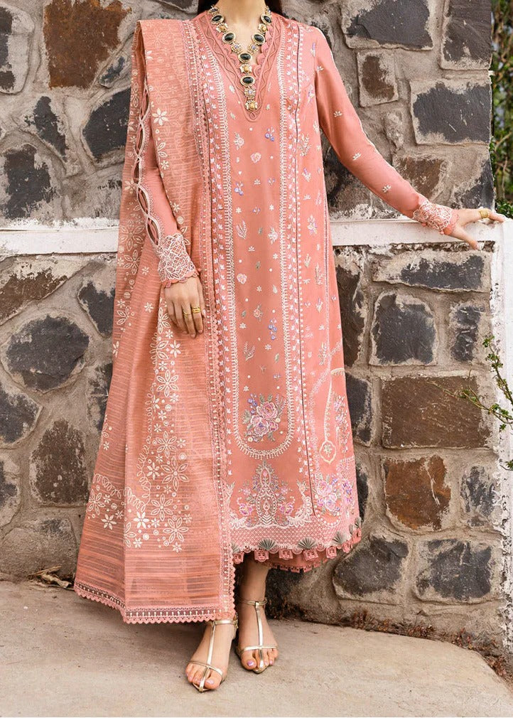 Grace Z-(S1307)- Stitched Embroidered 3pc Lawn Dress With Printed voile Dupatta.
