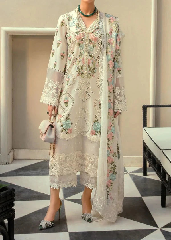 Grace Z-(S1315)- Stitched Embroidered 3pc Lawn Dress With Embroidered Organza Dupatta.