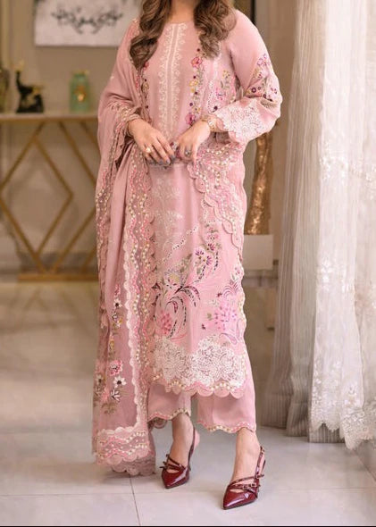 Grace Z-(S1378) - Stitched Embroidered 3pc Lawn Dress With Embroidered Cotton Net Dupatta.