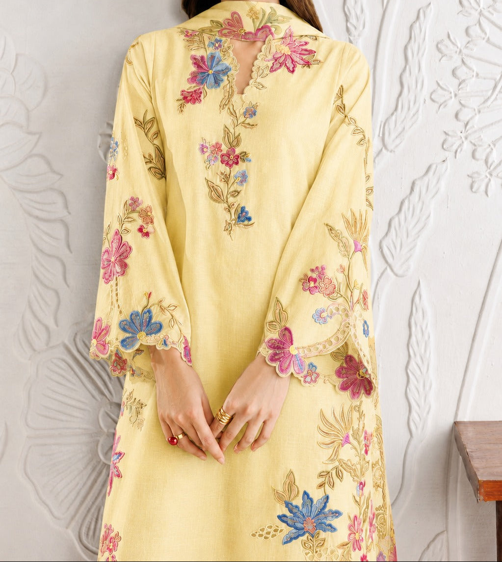 Grace S1500 - Embroidered 3pc CHIKANKARI Lawn Dress With Printed Lawn Dupatta.