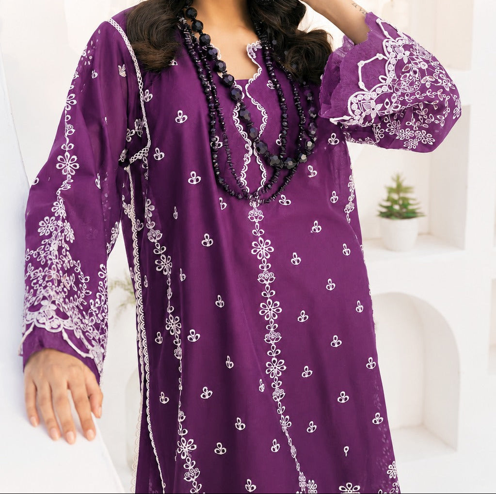 Grace S1537 - Embroidered 3pc Lawn Dress With Embroidered Chiffon Dupatta.