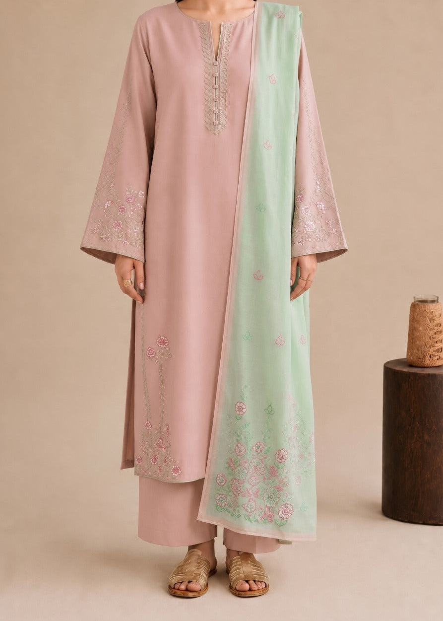 Grace S1589-Embroidered 3pc Lawn Dress With Printed voile Dupatta.