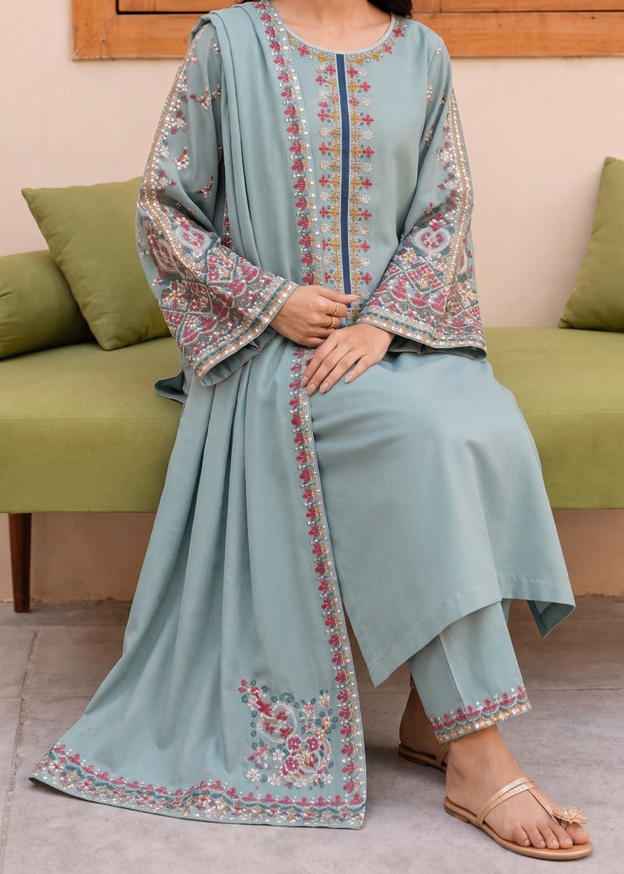 Grace S1591-Embroidered 3pc Lawn Dress With Embroidered chiffon Dupatta.