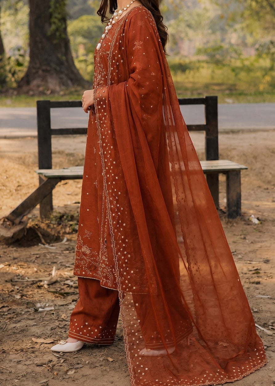 Grace S1593 - Embroidered 3pc Lawn Dress With Embroidered Chiffon Dupatta.