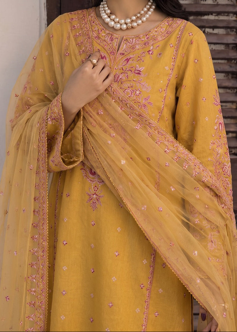 Grace S1615 - Embroidered Sequence 3pc Lawn Dress With Embroidered Sequence Khadi Net Dupatta.