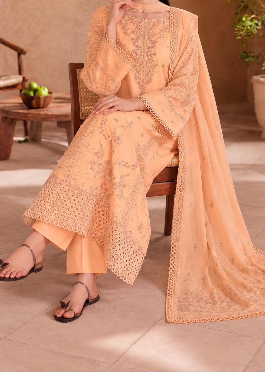 Grace S1623 - Embroidered 3pc Lawn Dress With Embroidered Chiffon Dupatta.