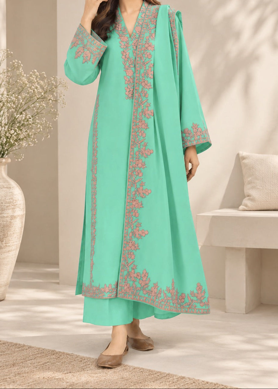 Grace S1627 - Embroidered 3pc Lawn Dress With Embroidered Chiffon Dupatta.