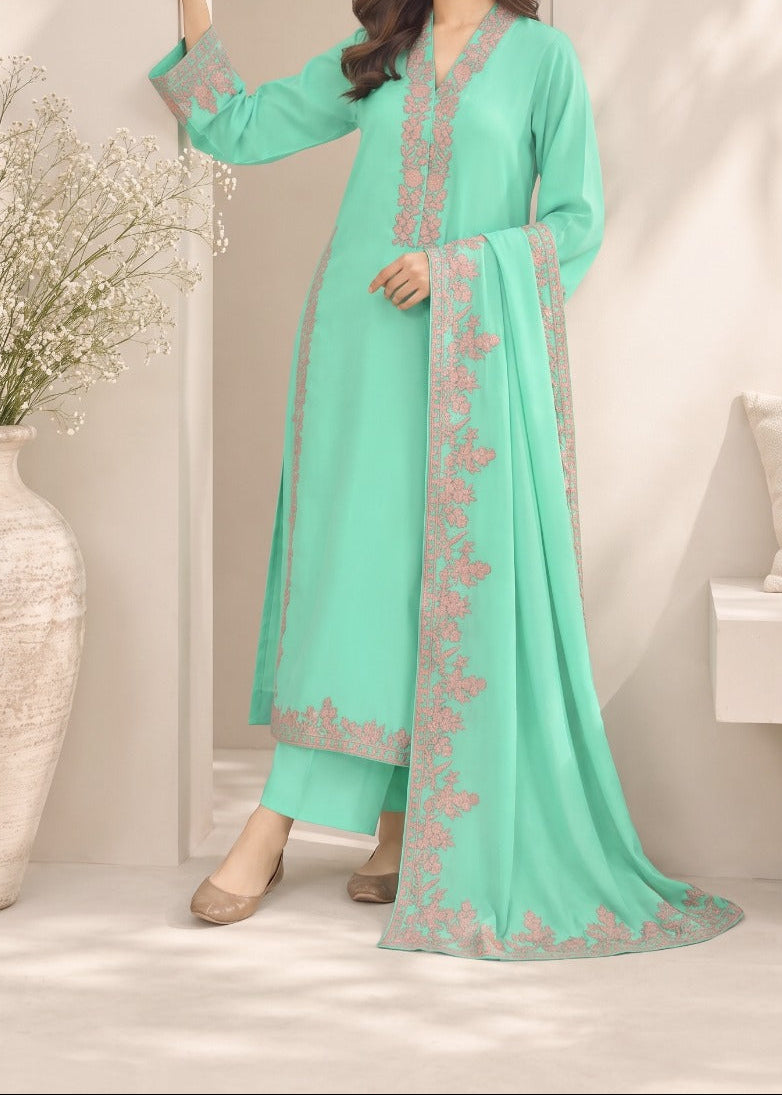 Grace S1627 - Embroidered 3pc Lawn Dress With Embroidered Chiffon Dupatta.