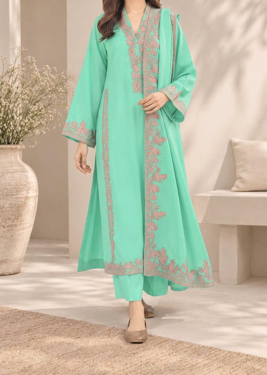Grace S1627 - Embroidered 3pc Lawn Dress With Embroidered Chiffon Dupatta.