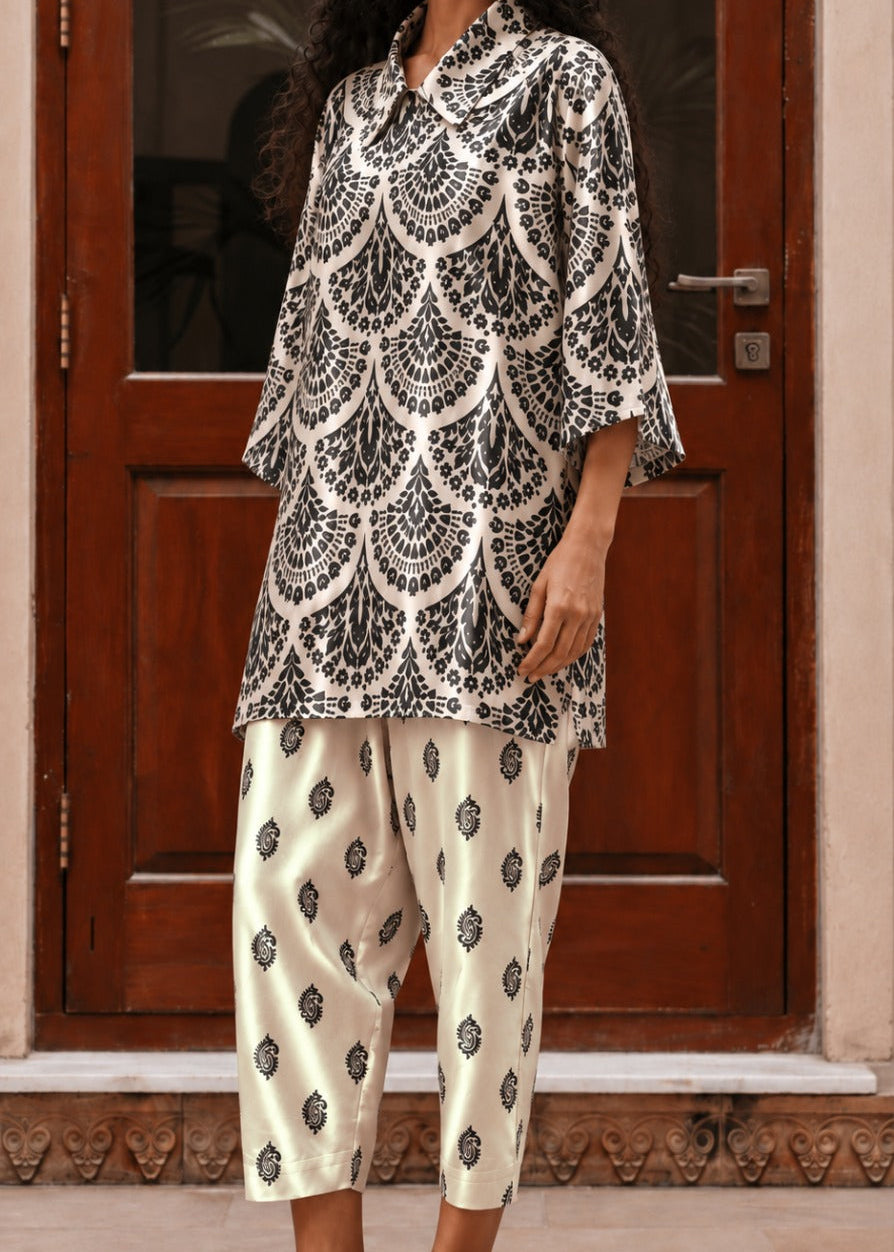 Grace W1067 - Digital Printed 2pc Silk Dress.
