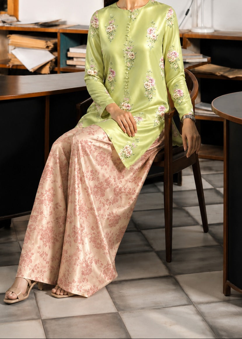 Grace W1059 - Digital Printed 2pc Silk Dress.