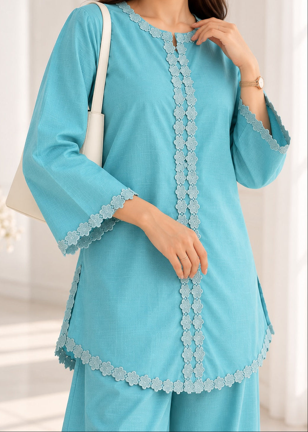 C-S 073- STITCHED 2PC LAWN CO-ORD SET.