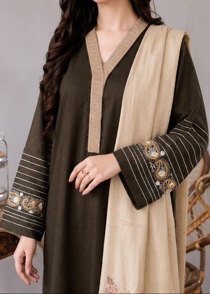 Grace W1097 - Embroidered 3pc Marina Dress With Embroidered Marina Shawl.