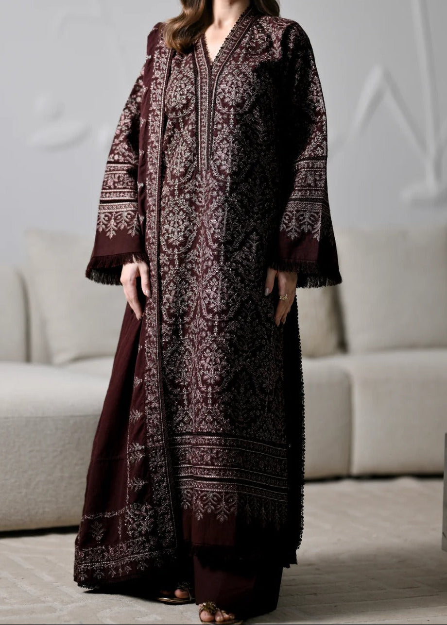 Grace W1114 - Embroidered 3pc Marina Dress With Embroidered Marina Shawl.