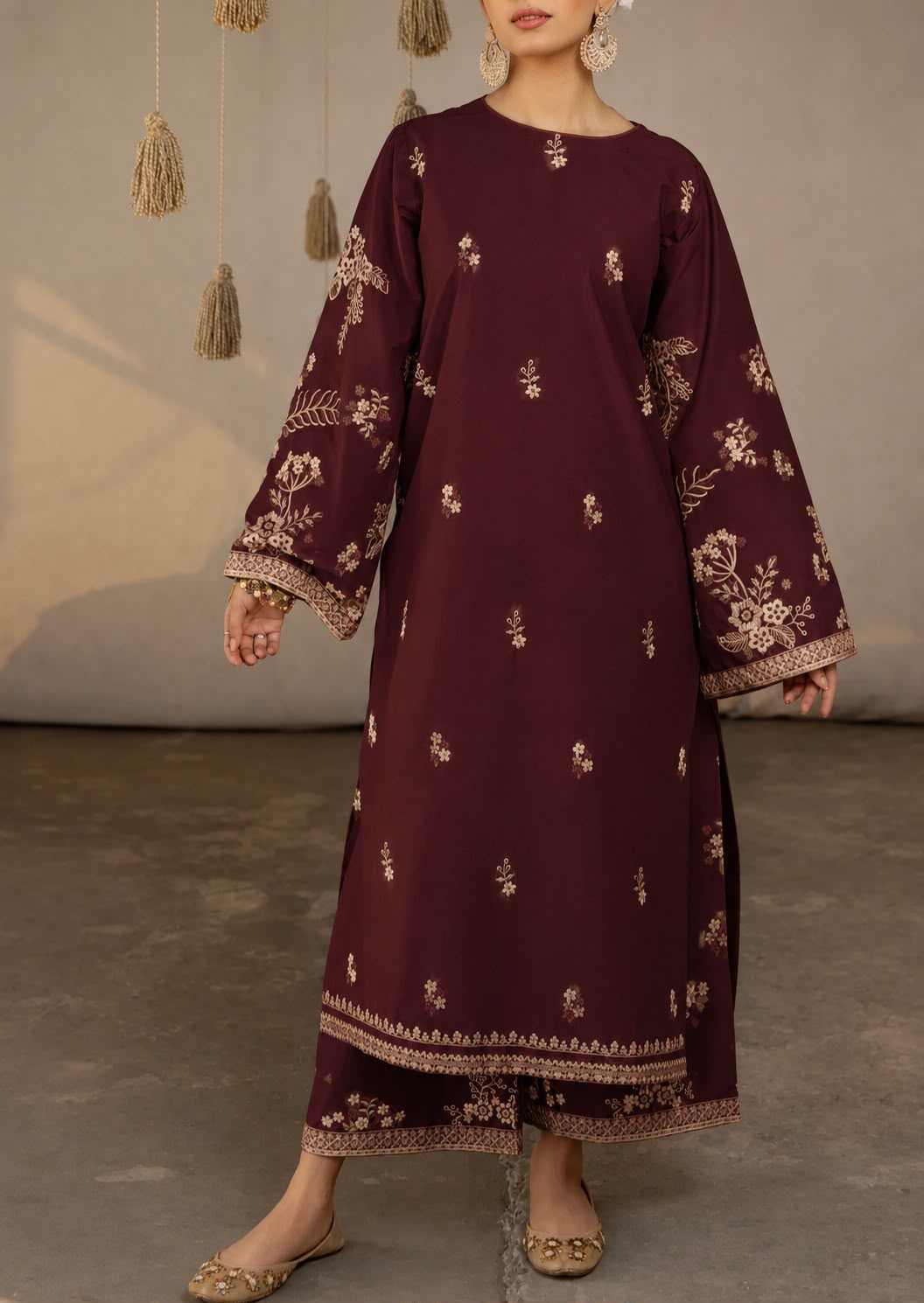 Grace W1123- Embroidered 2Pc marina Dress.