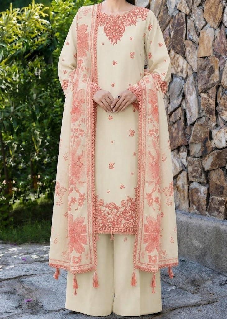 Grace S1495-Embroidered 3pc Lawn Dress With Printed Lawn Dupatta.