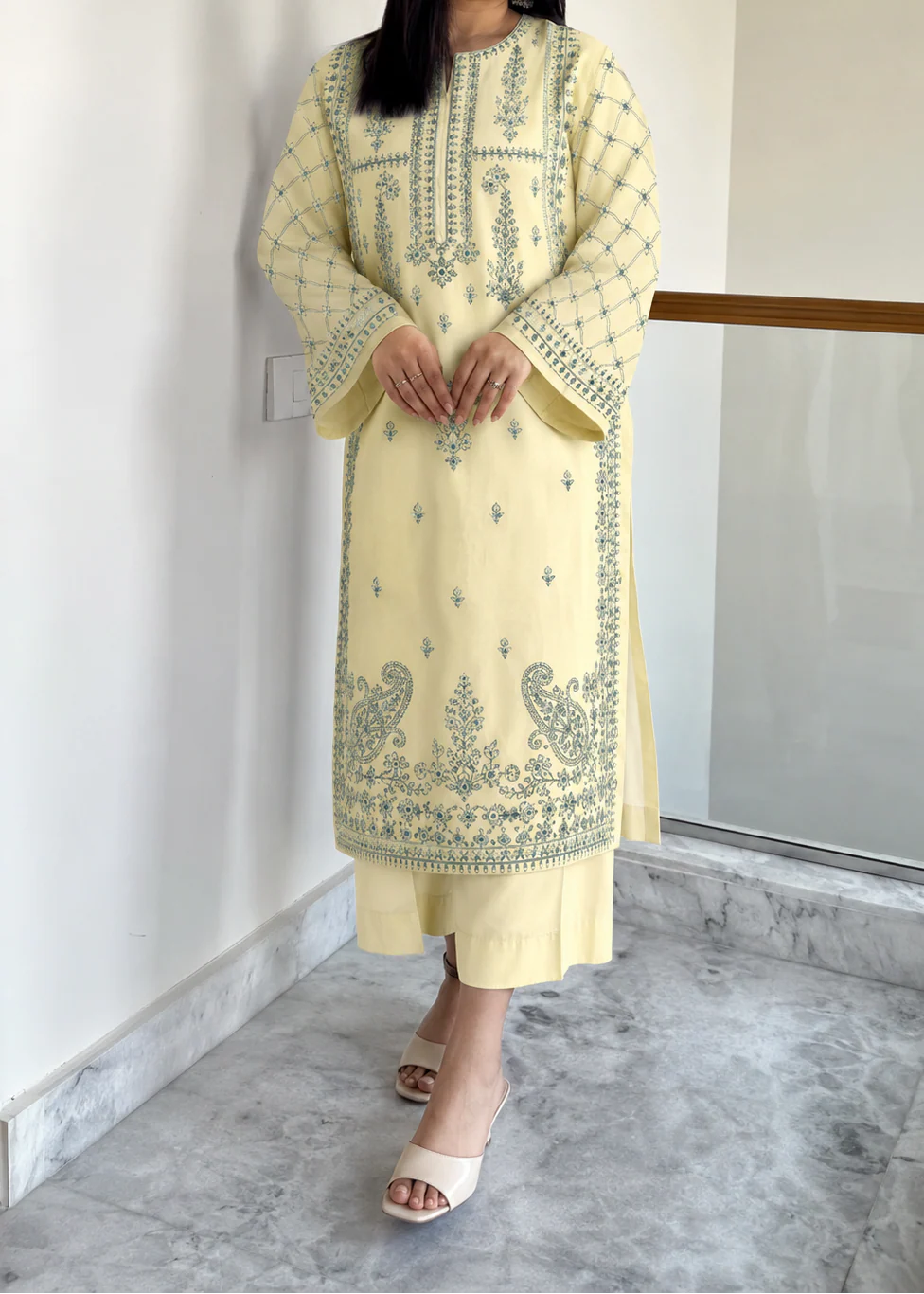 Grace Z-(S1454) - Stitched Embroidered 2pc lawn dress