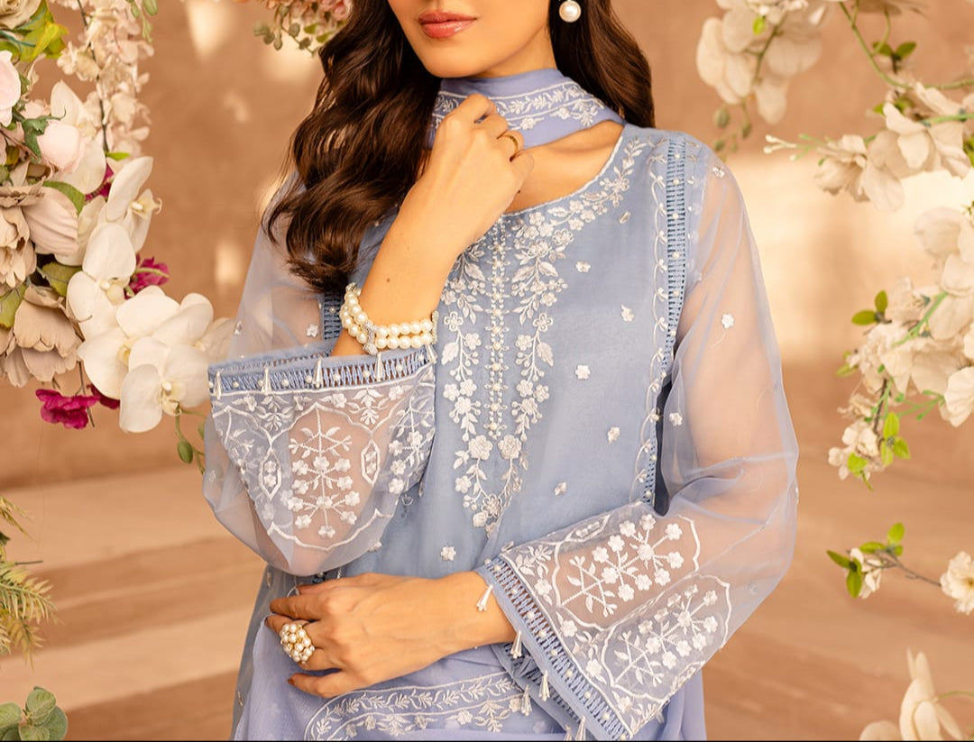 FAIRY GLOW– Embroidered Chiffon Unstitched 3Pc Suit.