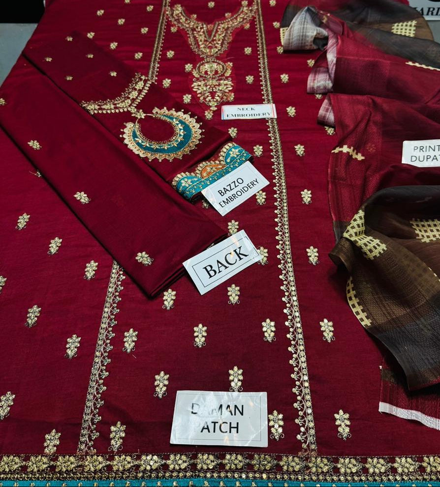 Grace S911-Embroidered 3PC Lawn Dress With Printed Munar Dupatta.