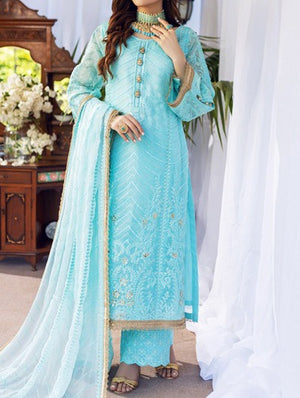 Ainaa – Embroidered Silk Net Unstitched 3Pc Suit