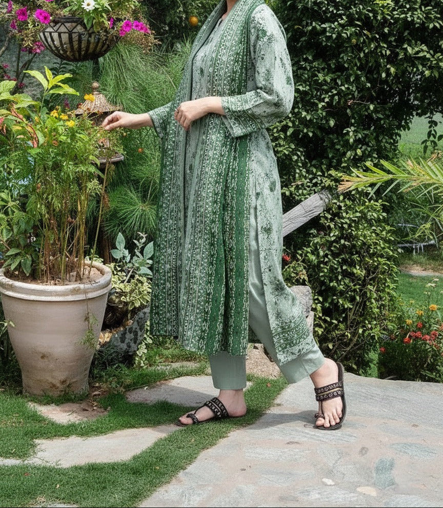 Grace W875 - Digital Printed 3pc Karandi Dress With Digital Printed Karandi Shawl.