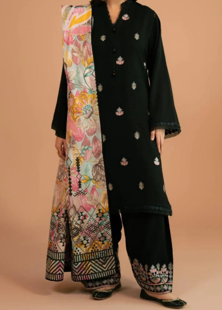 Grace W746-Embroidered 3pc Marina Dress With Printed Shawl.