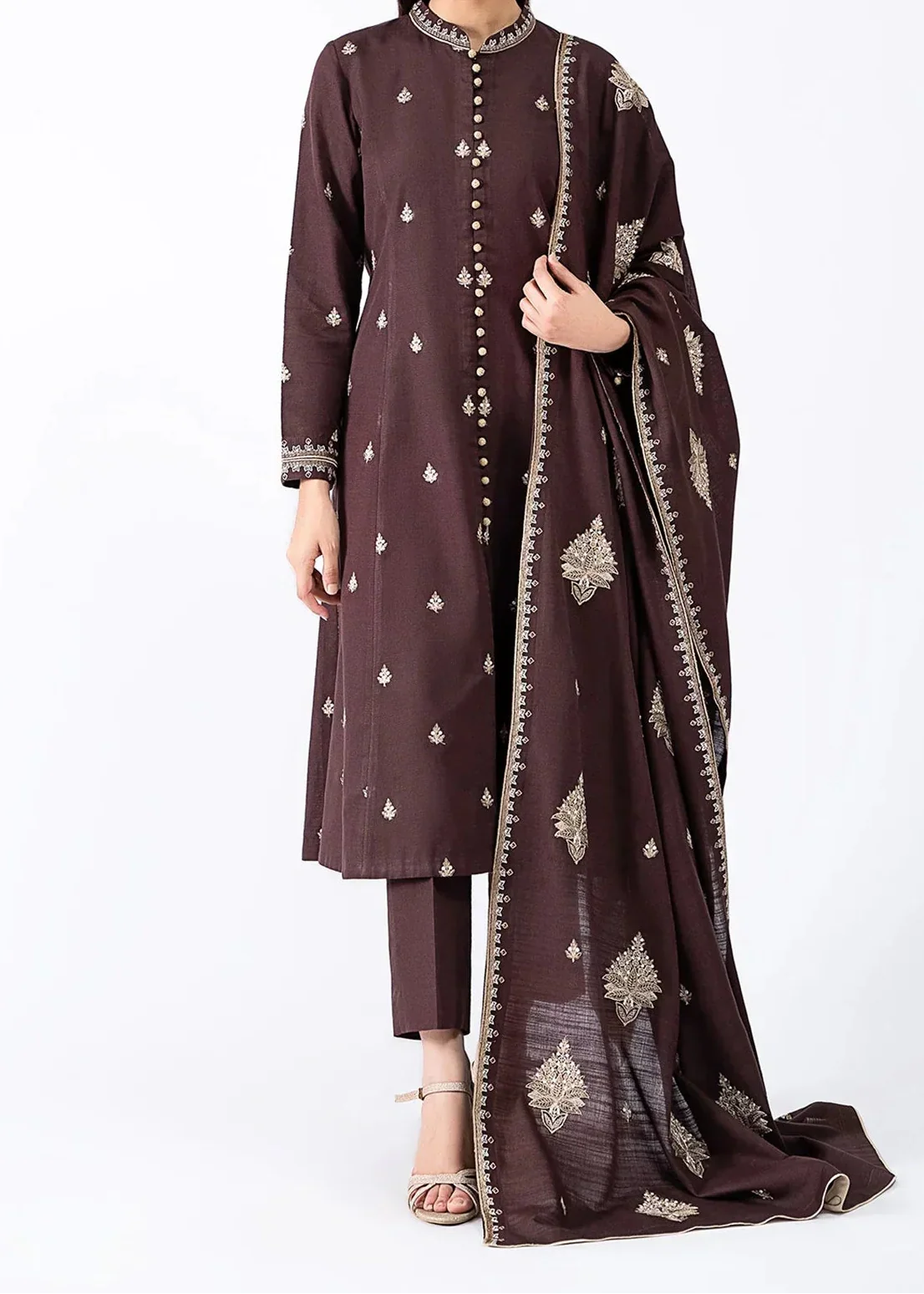 Grace Z-(S1319)- Stitched Embroidered 3pc Lawn Dress With Embroidered Lawn Dupatta.