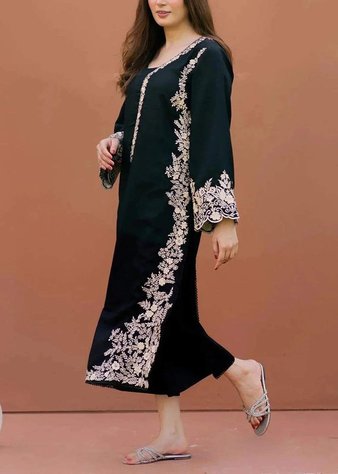 Grace Z-(W489)- Stitched Embroidered 2Pc Marina Dress.