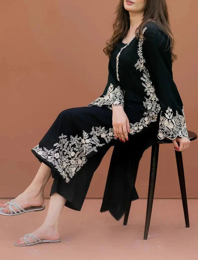 Grace Z-(W489)- Stitched Embroidered 2Pc Marina Dress.