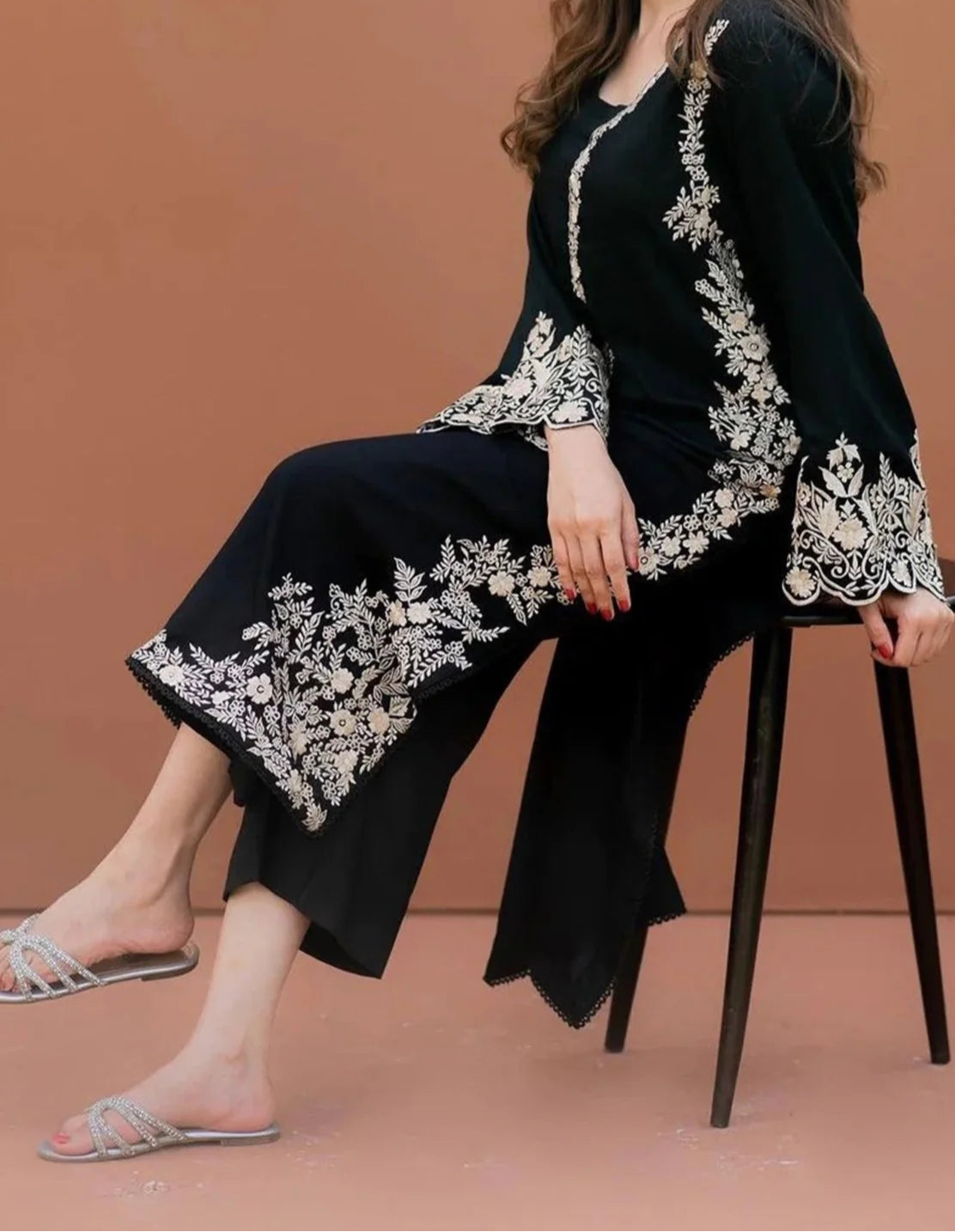 Grace W678- Embroidered 2pc Linen dress