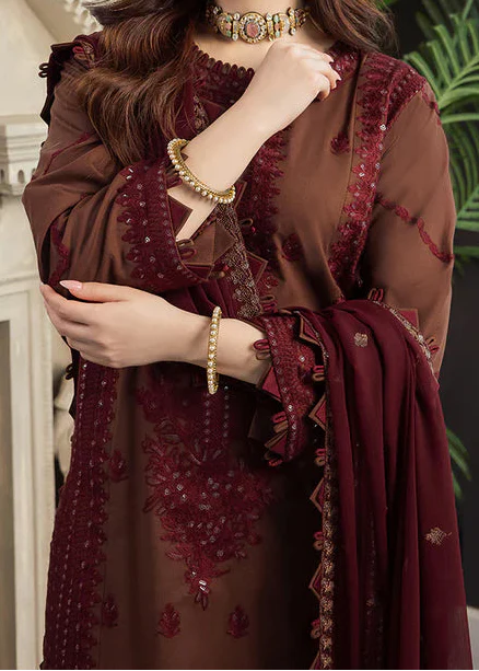 Grace Z-(W786) - Stitched Embroidered 3pc Marina Dress With Embroidered Chiffon Dupatta.