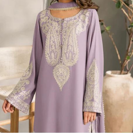 Grace Z-(S1391 )- Stitched Embroidered 3pc Lawn Dress With Dyed Chiffon Dupatta.