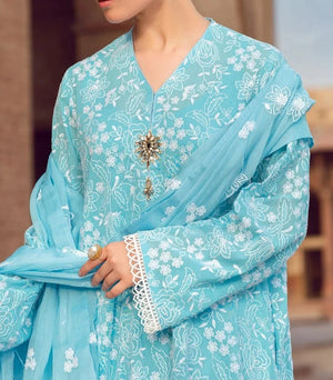Grace S674-Embroidered 3pc lawn dress with Embroidered organza dupatta.