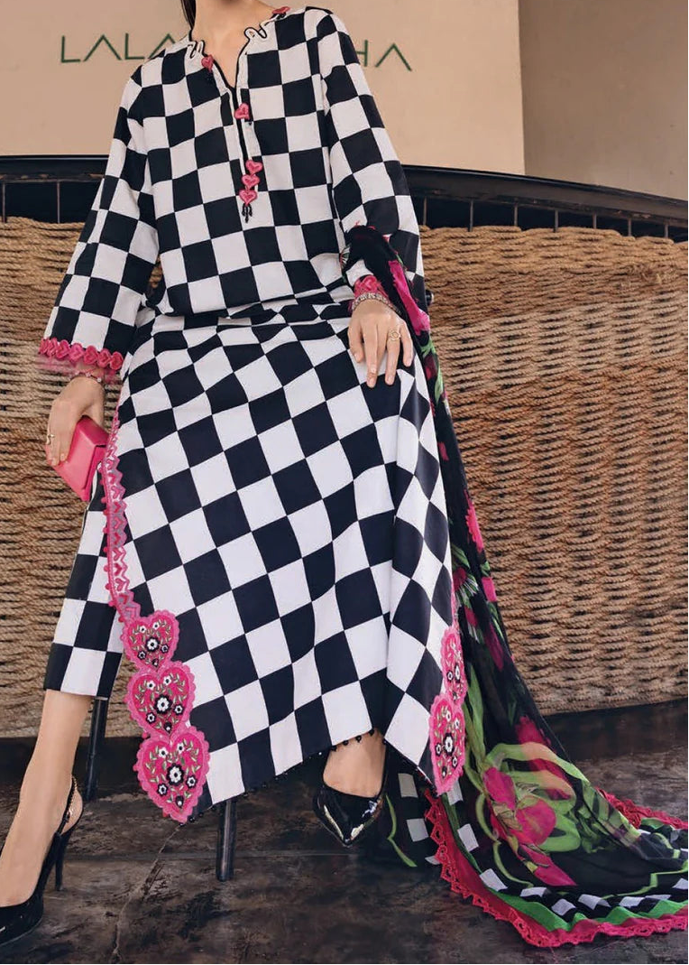 Grace S1352 - Printed & Embroidered 3pc Lawn Dress With Embroidered Sequence Chiffon Dupatta.