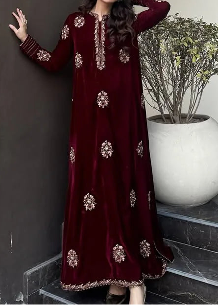 Grace W1005-Embroidered 2pc Velvet Dress.