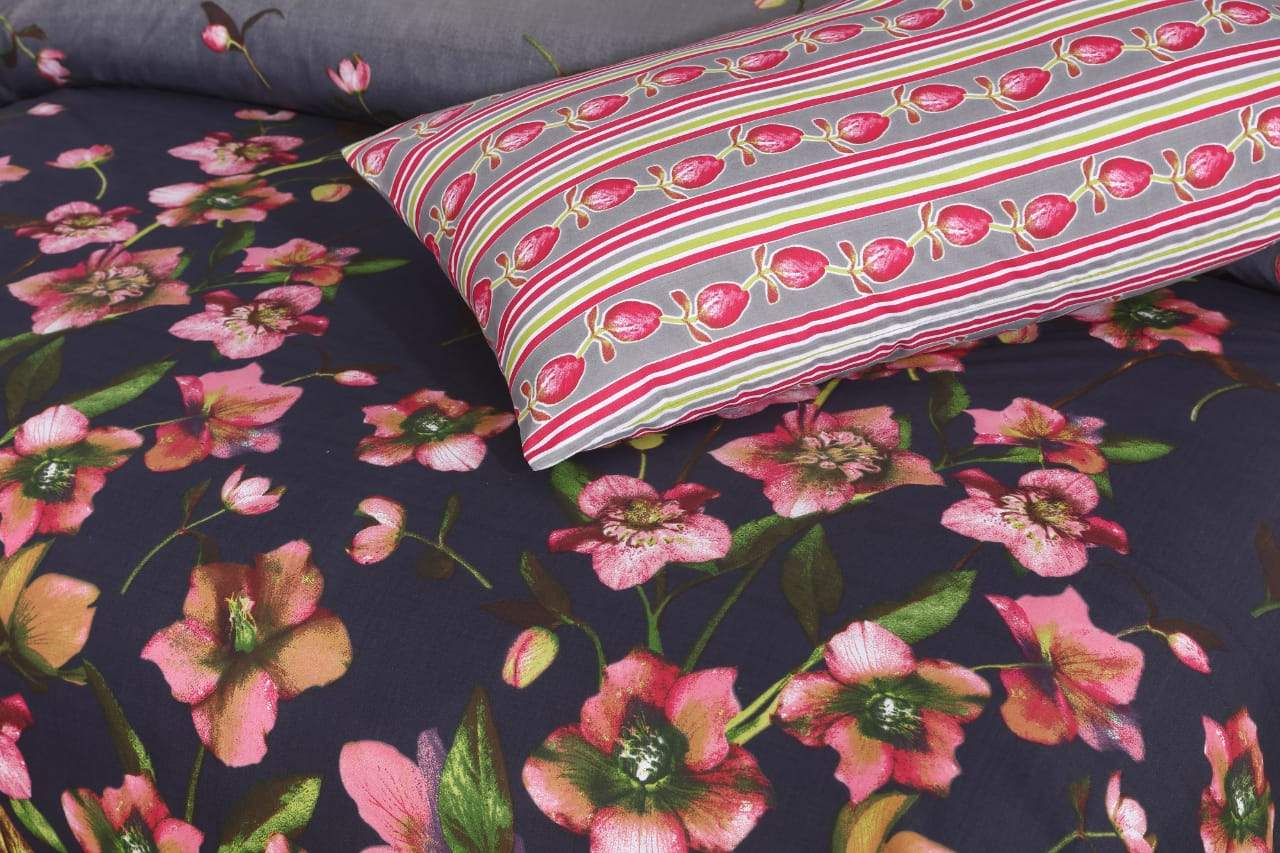 Grace D482-Cotton PC King Size Bedsheet with 2 Pillow Covers.