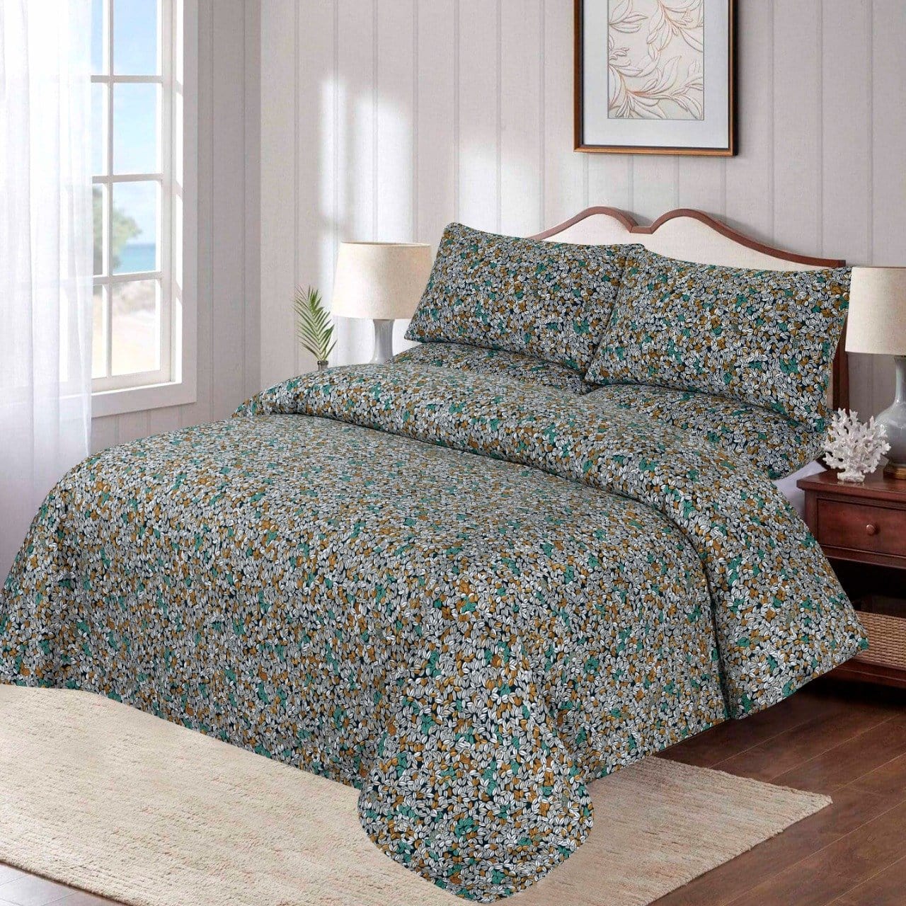 Grace D619- Cotton Satin Bed Sheet Set (Premium)