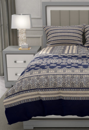 Grace D106 Blue - 6 pc Comforter Set with 4 pillow covers