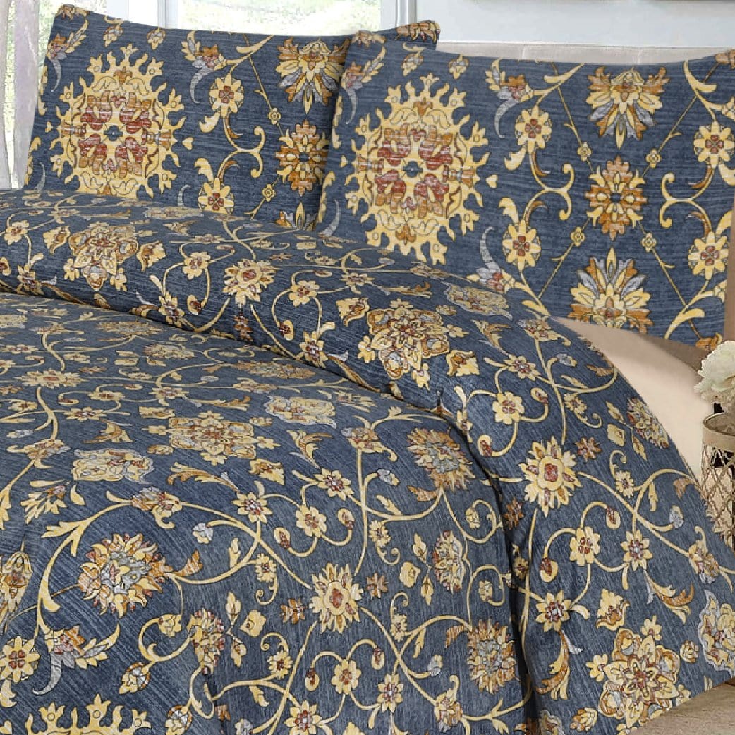 Grace D556-Reactive cotton Satin Quality king size Bedsheet with 2 pillow covers.