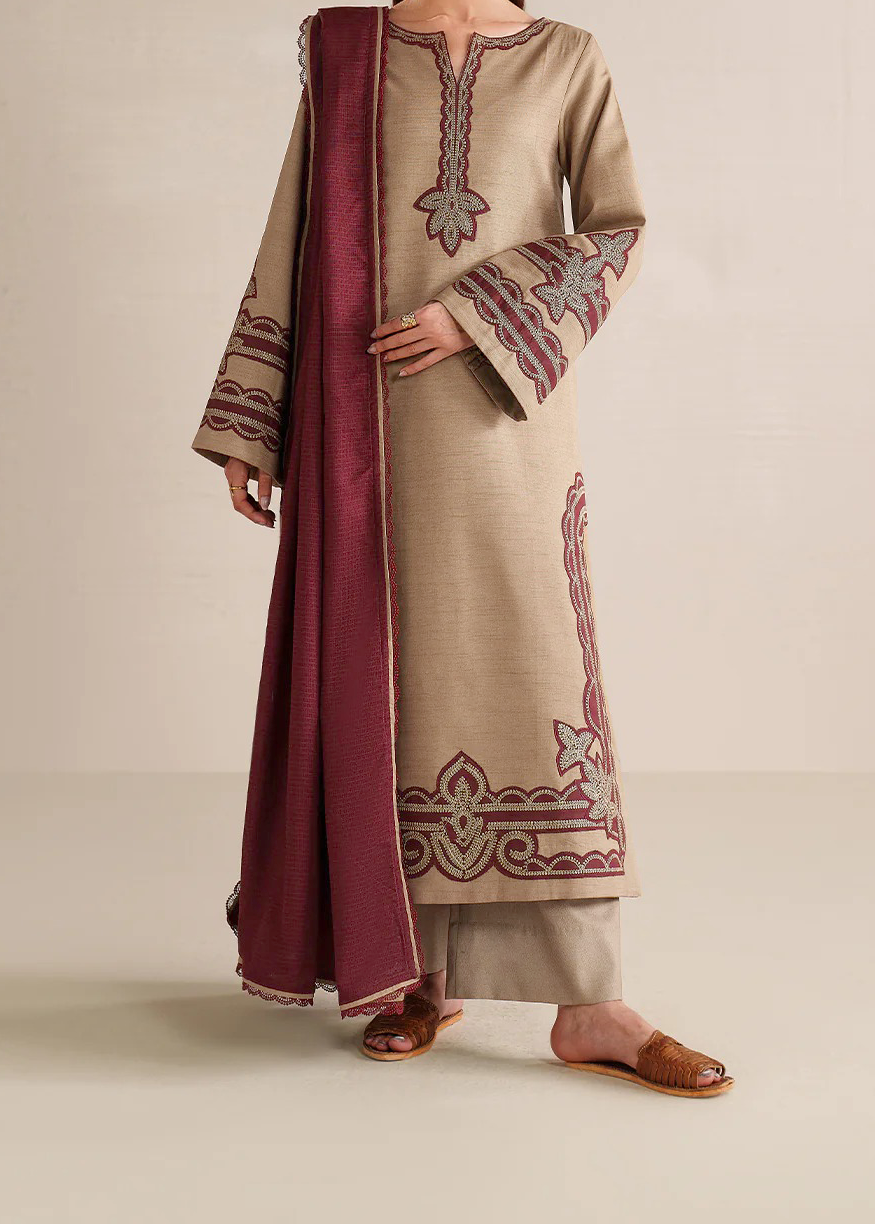 Grace W987-Embroidered 3pc Marina Dress With Printed Shawl.