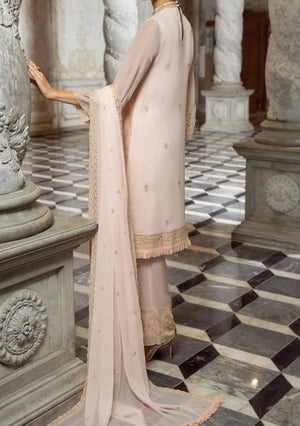 Candle Peach- embroidered chiffon unstitched 3Pc Suit