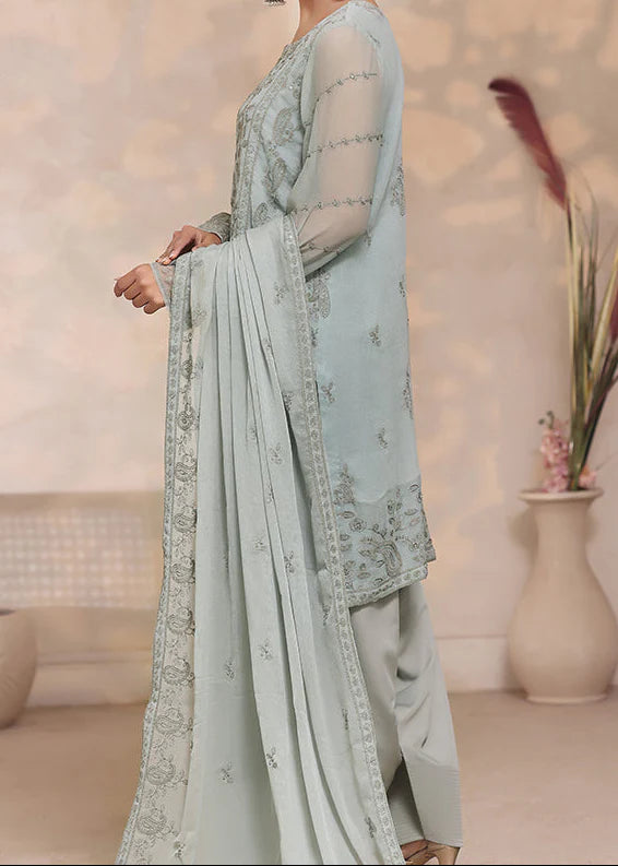 Grace Z(OLIVE WISPER) - Stitched Embroidered Chiffon 3PC Suit.