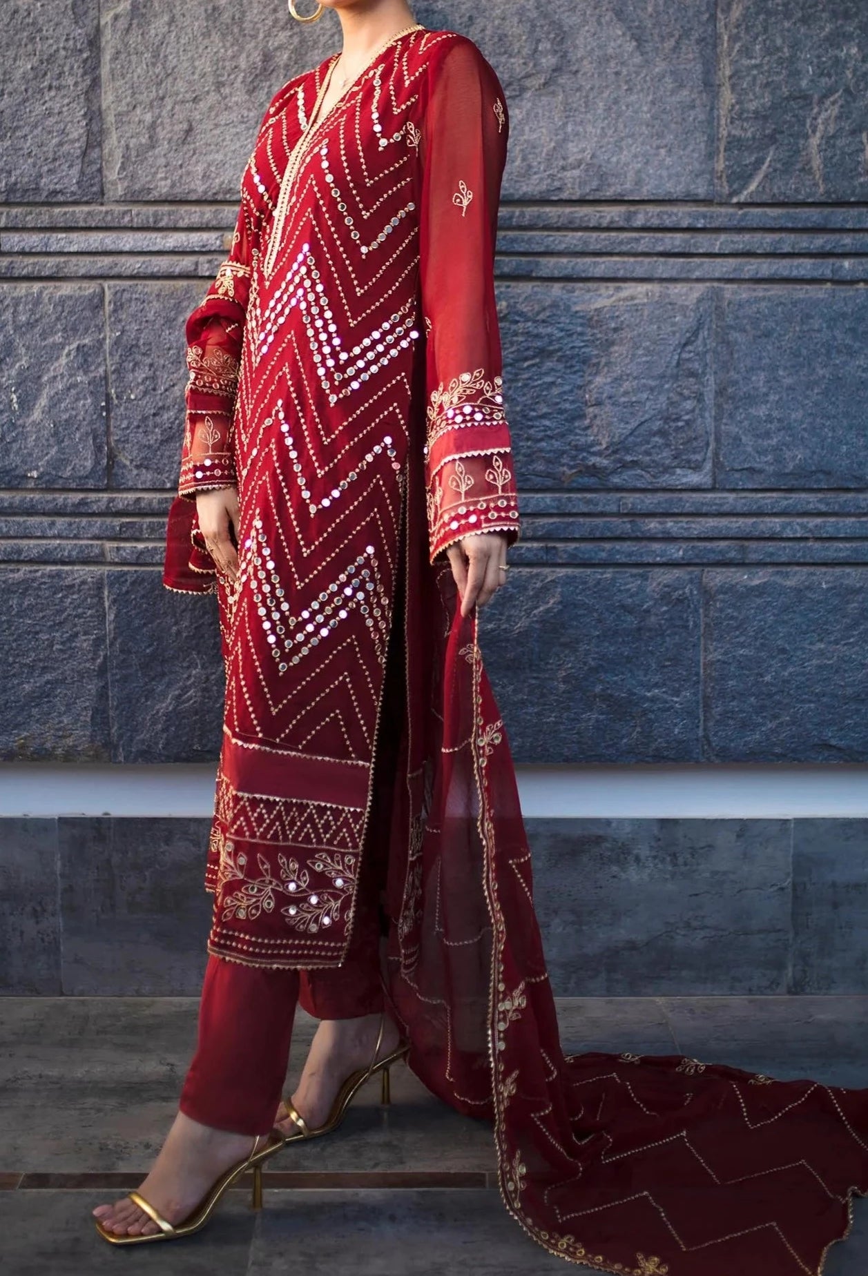 Sola-Singhar- Embroidered Chiffon Unstitched 3Pc Suit