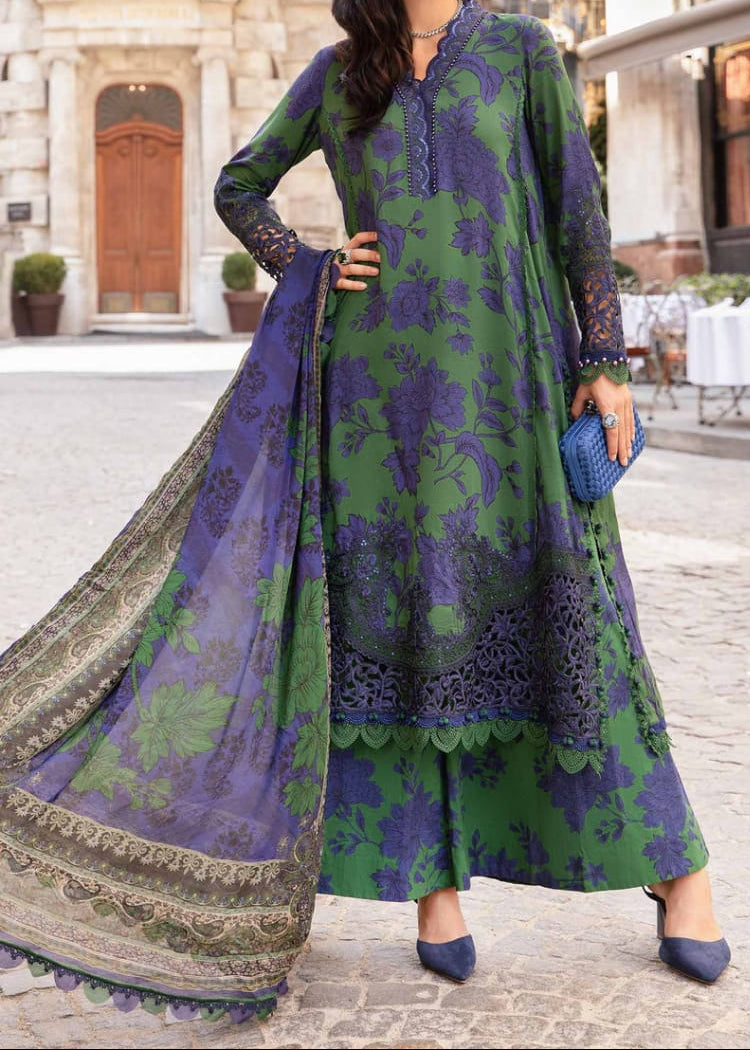 Grace W821 - Digital Printed 3pc Karandi Dress With Digital Printed Karandi Shawl.