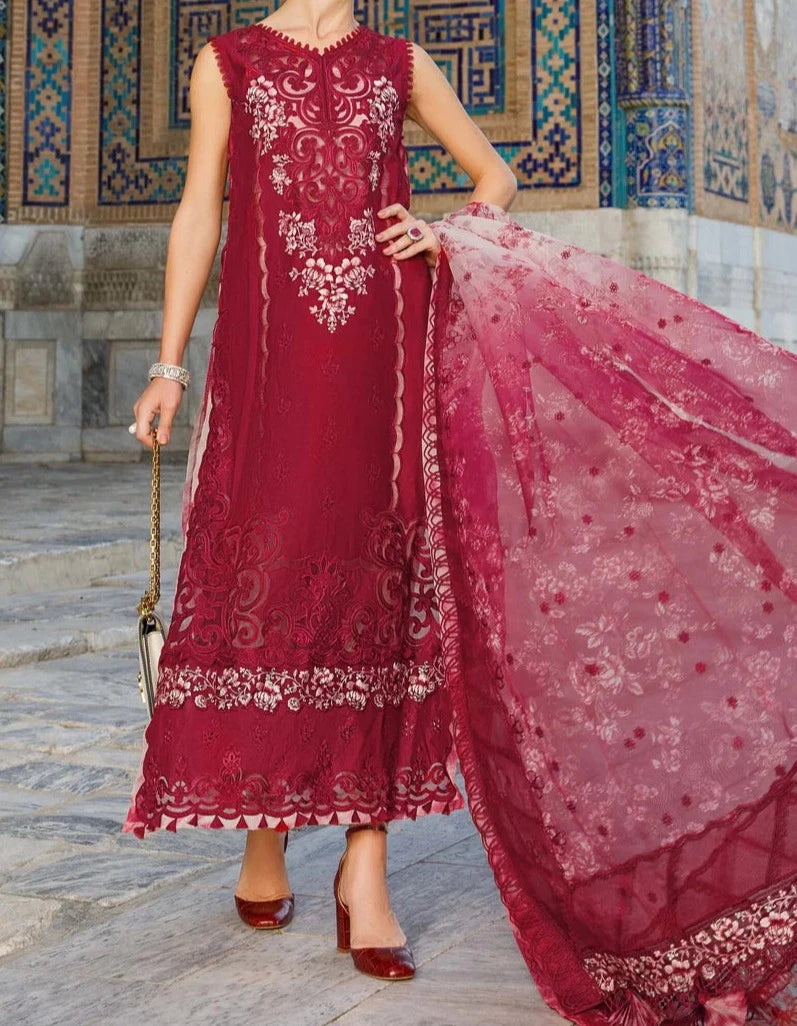 Grace S644-Embroidered 3pc chickan lawn dress with Embroidered organza dupatta.