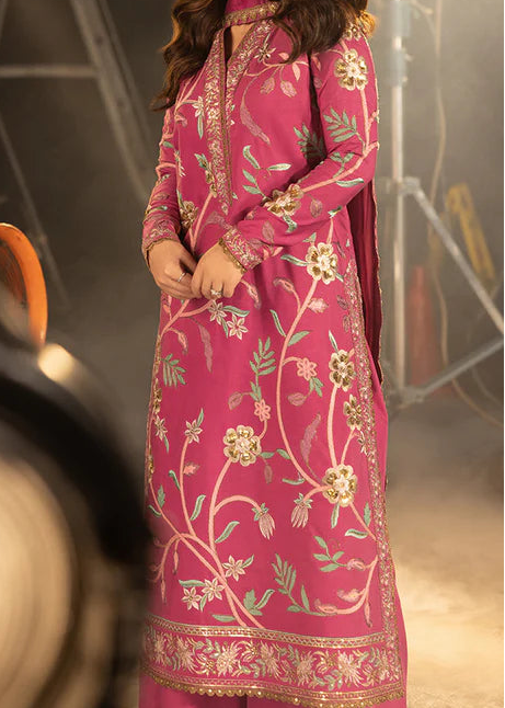 Grace Z-(W977) - Stitched Embroidered 3pc Marina Dress With Dyed Chiffon Dupatta.